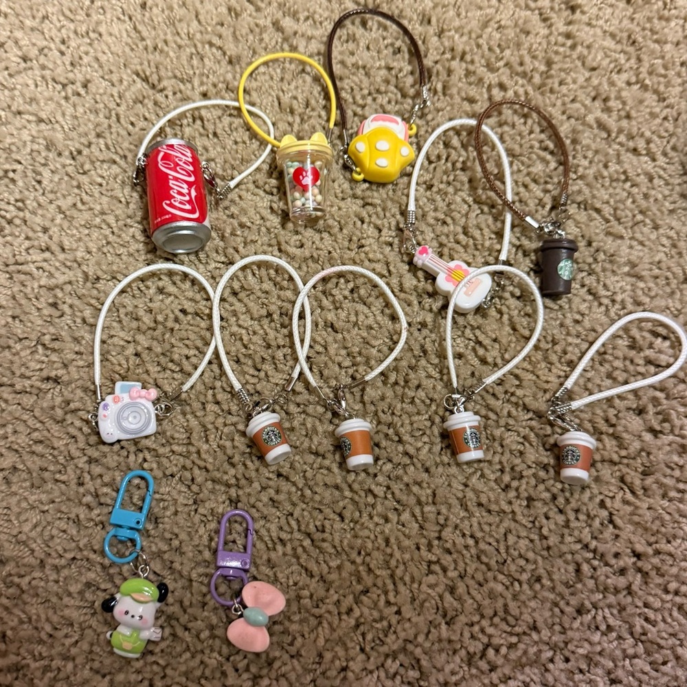 Assorted Miniature Toy Keychains Set